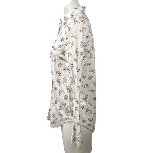 Gap Women's White Floral Print Cotton Long Sleeve Button Down Shirt Top Size XS - Picture 3 of 6